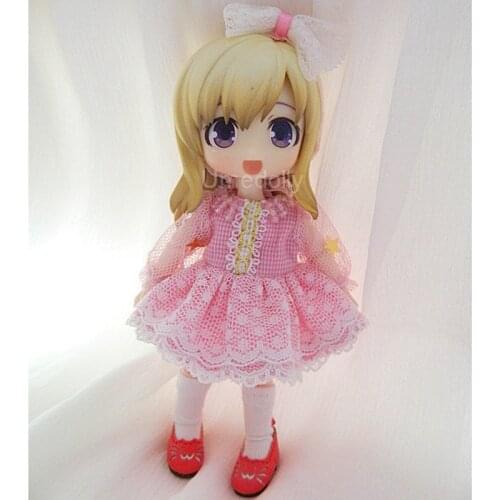 1 Set Cute Pink Chiffon Dress for OB11, Obitsu 11, 1/12 BJD Doll Clothes Accessories