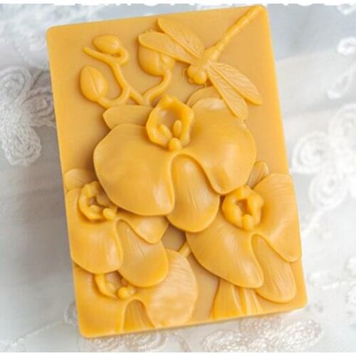 Silicone Soap Mold Forms Soap Silicone Molds Rubber Handmade Soaps Mould Flower Phalaenopsis Pattern Dragonfly Silicone PRZY 001