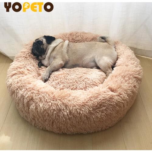 Super Soft Pet Bed Kennel Dog Round Cat Winter Warm Sleeping Bag Long Plush Large Puppy Cushion Mat Portable Cat Supplies