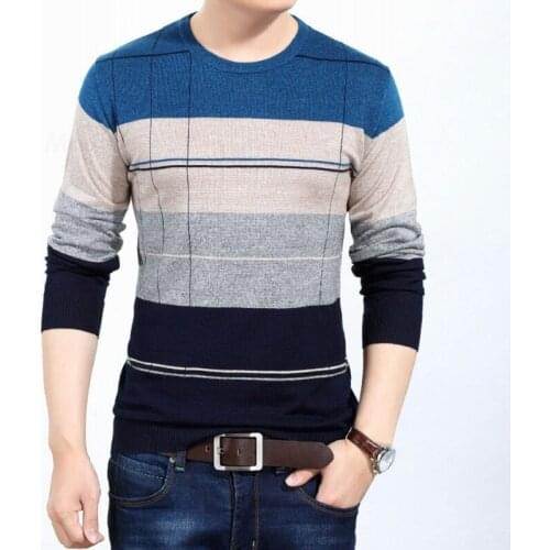 Slim Fit Sweater Casual Men Autumn Winter Clothes Male Striped Fashion O-neck Long Sleeve Knit Pullover Men Clothing 2020