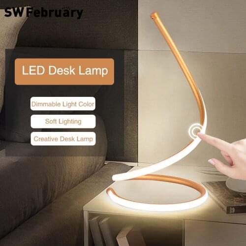 SWFebruary Modern LED Table Lamp Living Room Bedroom Study Reading Desk Light Bedside Lamp Dimming US/EU/UK/EU Plug