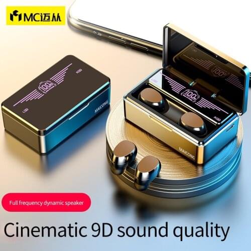 MC315 TWS Wireless Earphones HD Mirror Screen LED Display Bluetooth 5.0 Headphones 9D HIFI Stereo Earbud Headset with Mic