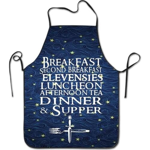 Unisex The Seven Daily Hobbit Meals Cooking Chef Kitchen Aprons with Adjustable Bib Kitchen Supplies