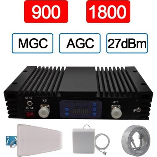Mobile Signal Amplifier 2g 3g 4g Signal Booster For Mobile Phone 75dB Gain MGC Adjustable Gain Gsm Repeater 4g Lte 900 1800mhz
