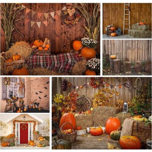 Halloween Pumpkin Wooden Board Photography Backdrop Vinyl Backgrounds Photo Studio for Baby Children Party Photocall Photobooth