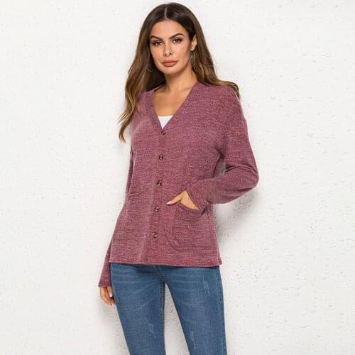 Knitted Cardigan womens tops and blouses 2019 Spring autumn Simple Solid Straight Bottom Clothing Fashion Cardigan for Female