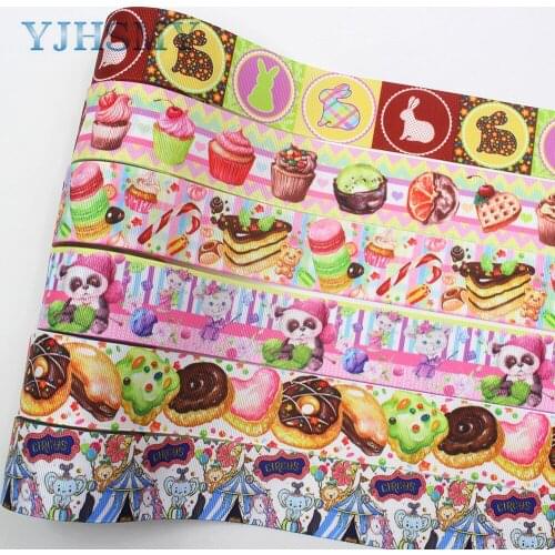 YJHSMY I-191211-2677,38mm,10yards bread Cartoon Printed grosgrain Ribbons,Clothing bow cap DIY Home Party decorations materials