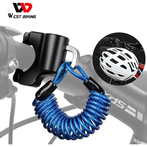 WEST BIKING Mini Bike Helmet Lock Anti-Theft Alloy Cable Lock for Helmet Bag Motorcycle MTB Bicycle Accessories with Two Keys