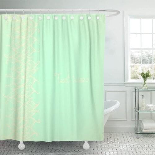 Green Mint Abstract Some Text Blue Peach Wedding Air Shower Curtain Waterproof Fabric 72 x 72 Inches Set with Hooks