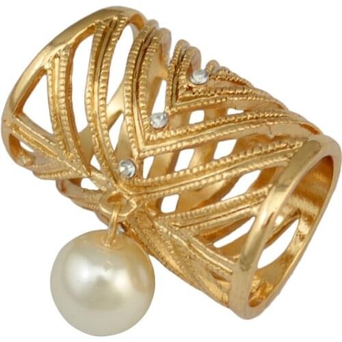 Idealway Fashion 2 Colors Gold Color Alloy Hollow Out Inlay Crystal Rhinestone Pearl Scarf Buckle Brooch Women & Girl Accessory