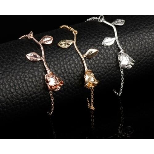 Rose Flower Bracelets for Women Jewelry a Bracelet Hand Chain Lobster clasp Wristband Fashion Bangles Bracelets Girl Gifts