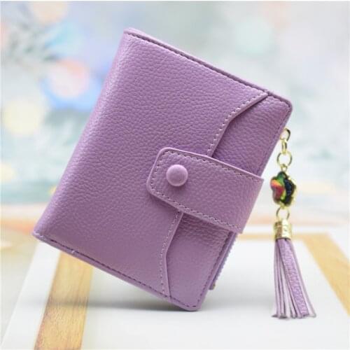 Womens Wallet PU Leather Standard Women Purses Purple/pink/blue/red Female Designer Wallet Adornment Rhinestone and Tassel Bag