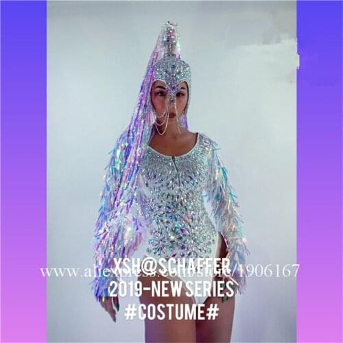 Sexy Lady Party Event Rhineston Dress Clothes Stage Performance Dance Team Suit Christmas Halloween Ballroom Costumes Crown Wigs