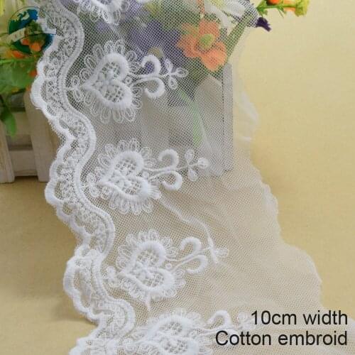 10yards 10cm wide cotton embroidery lace french ribbon lace fabric guipure diy trims mini dress lace sewing Accessories#2954