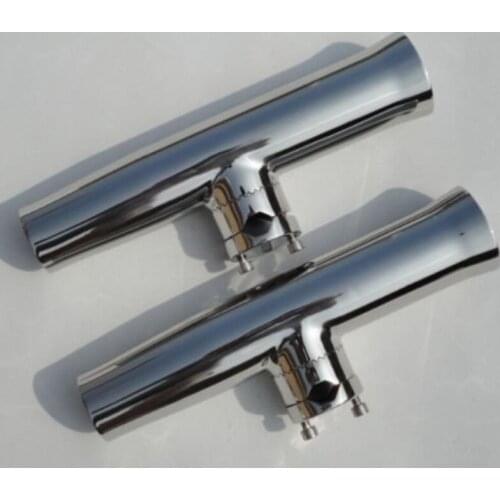 4x) Amarine-made Stainless Tournament Style Clamp on Fishing Rod Holder for Rails 7/8" to 1", Rail Mount Rod Holder