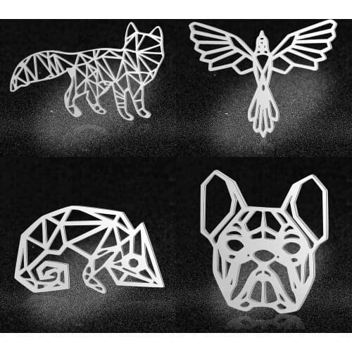 5pcs/lot Unique fashion large bulldog diy stainless steel connector charm wholesale wild animal fox necklace pendant charms