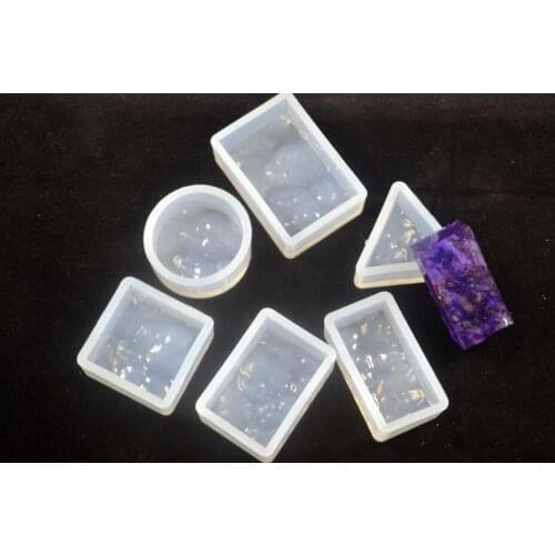 6pcs/lot round square epoxy Waterlines Shaped Pendant Mold DIY Silicone Resin Casting Jewelry Mould Craft Tools findings