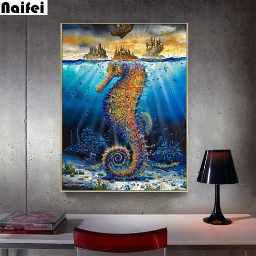 5d diy Diamond Painting Sea horse Diamond Embroidery Sale animal Full Square Round Drill Rhinestone Mosaic stickers home decor