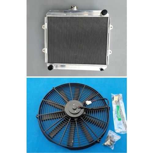 Aluminum Radiator+Fan For TOYOTA HILUX RN85 YN85 22R 2.4L Petrol Manual MT 1991-1997 91 92 93 94 95 96 97 High Performance