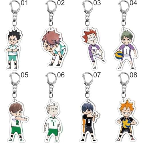 Anime Haikyuu!! Keychain Hinata Shoyo Kageyama Tobio Cosplay Acrylic Keychain Figure Keyring Charm Pendant Gift