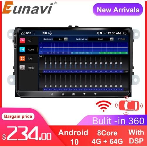 Eunavi 2 Din Android 10 Car Radio Multimedia Player For VW/Volkswagen/Golf/Polo/Tiguan/Passat/b7/b6/SEAT/Leon/Skoda/ Octavia DSP