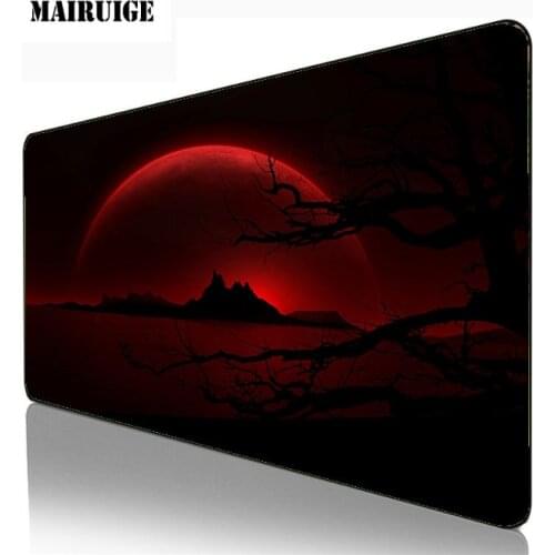 40*90CM XL Lockedge Large Gaming Mouse Pad Computer Gamer Keyboard Mouse Mat Blood Moon Landscape Desk Mousepad for PC Desk Pad