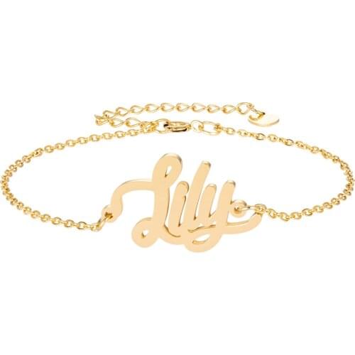 Lily Name Bracelet Women Girl Jewelry Stainless Steel 18k Gold Plated Nameplate Pendant Femme Mother Girlfriend Best Gift