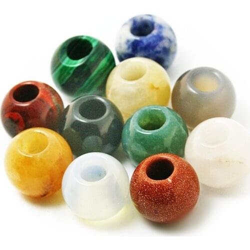 Hot Sale 12x14mm Natural Stone European Beads Charms Large Hole Beads Pendants fit European Bracelet DIY Jewelry Making