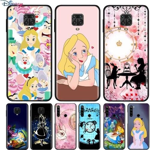 Black Silicone Cover Alice in Wonderland For Xiaomi Redmi Note 10 10S 9 9S Pro Max 9T 8T 8 7 6 5 Pro 5A Phone Case