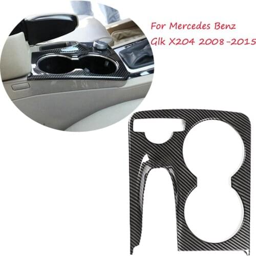 For Mercedes Benz Glk X204 Car Console Water Cup Holder Cover Trim Carbon Fiber 2008 2009 2010 2011 2012 2013 2014 2015 Stickers