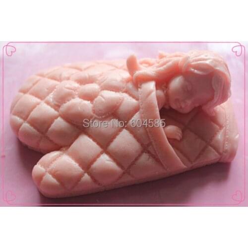 Fm422 Sleep in a handbag girl soap mold soap mould fondant cake molds chocolate mould for the kitchen baking