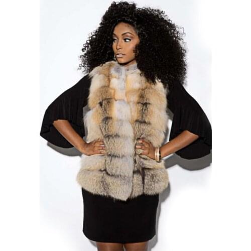 FURSARCAR 2021New Design Luxury Genuine Natural Fox Fur Vest For Women High Street Winter Thick Fashionable Outerwear Waistcoat