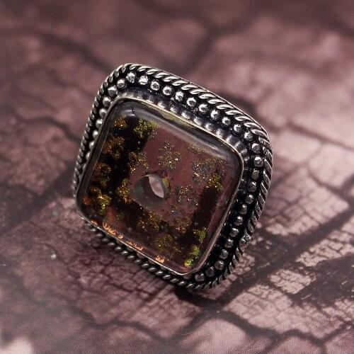 Hermosa 49% OFF Big Promotion Solitaire Dichroic Glass Vintage Hot Sale Band Men Women Ring Size 7