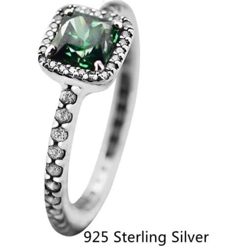 CKK 925 Sterling Silver Green Crystal Rings For Women Original Fashion Jewelry Making Anniversary Gift