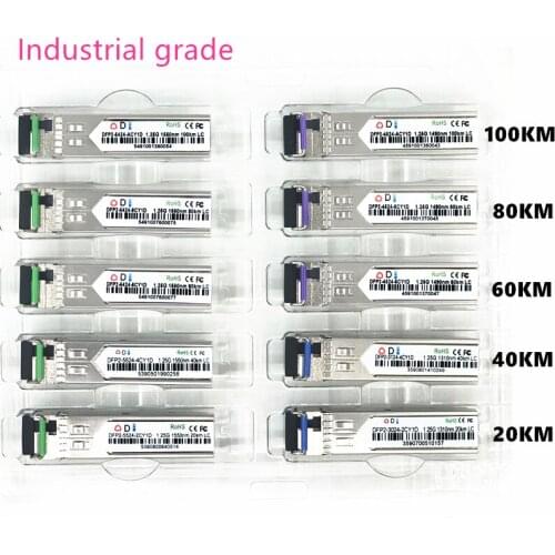 LC SFP Fiber optic module Industrial grade -40~+80 Celsius 1.25G20/40/60/80/100KM 1310/1490/1550nm compatible optical module