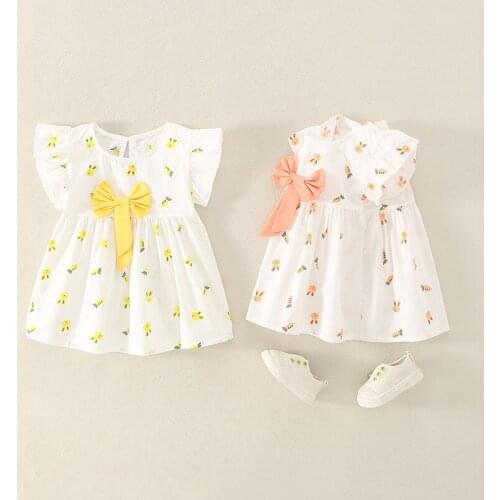 Flower Summer Kids' Dresses Girls Sundress Light for Infants Princess Dressses with Bow for Girls Kids Clothes Girls Newborns