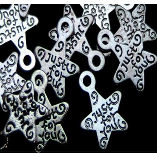 Just for you Stars Charms Vintage Silver Alloy Pendant Bead For Jewelry Finding Fashion Making Bracelet Friendship Crafts Gift