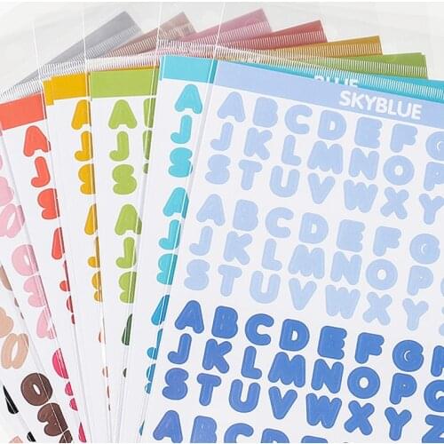 2 Sheets/pack Candy Color Letter Stickers Alphabet Sticker Scrapbooking Decoration Photo Album Decor Planner Decals Stationary