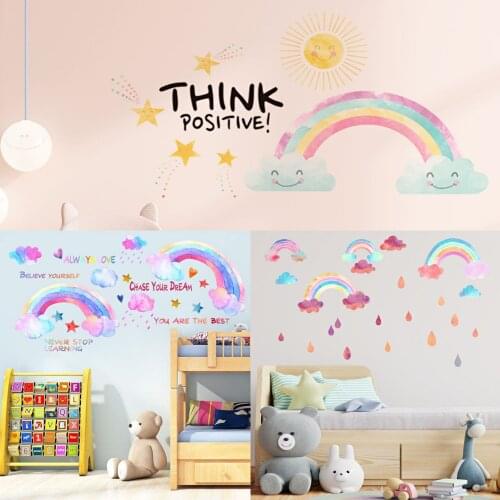 Rainbow Cloud Wall Stickers,Living Room Childrens Room Decoration Stickers,3D Background Decoration Stickers,Home Decor Decals