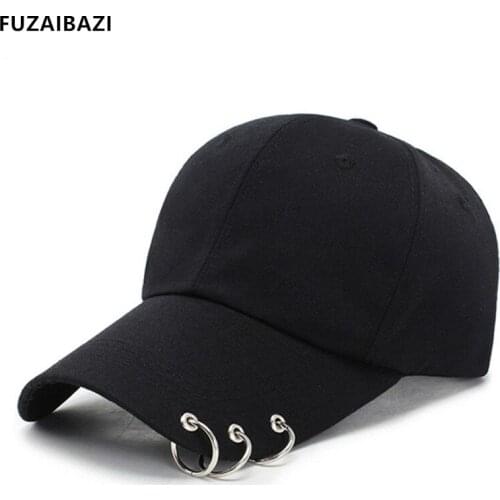 FUZAIBAZI New Womens Ponytail Cotton Baseball Caps Simple Fashion Trend Mens Hip Hop Hat Adjustable Size Iron Ring Tongue Cap