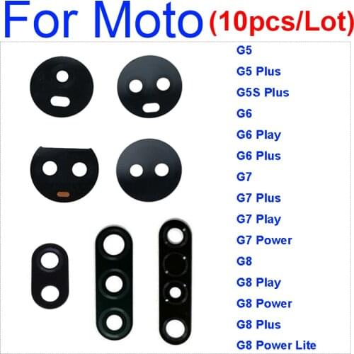 10PCS/Lot Rear Back Camera Glass Lens For Moto G5 G5S G6 G7 G8 Plus G6 G7 G8 Play G7 G8 Power Lite With Glue Adhesive Sticker