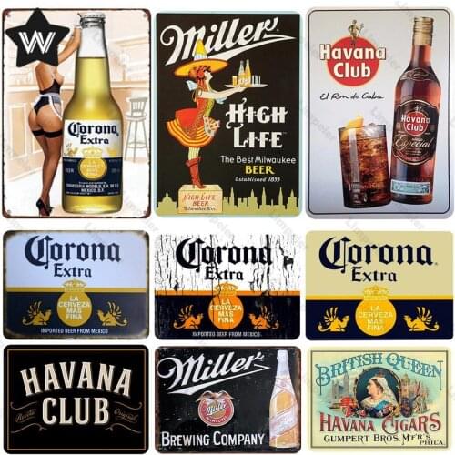 Beer Sexy Lady Metal Tin Sign Vintage Wall Sticker Tin Plaque Metal Poster Retro Style Metal Plate Tin Poster for Man Cave Decor