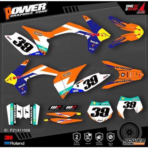 PowerZone Custom Team Graphics Backgrounds Decals 3M Stickers Kit For KTM SX SXF MX 11-12 EXC XCW Enduro 12-13 125 to 500cc 08