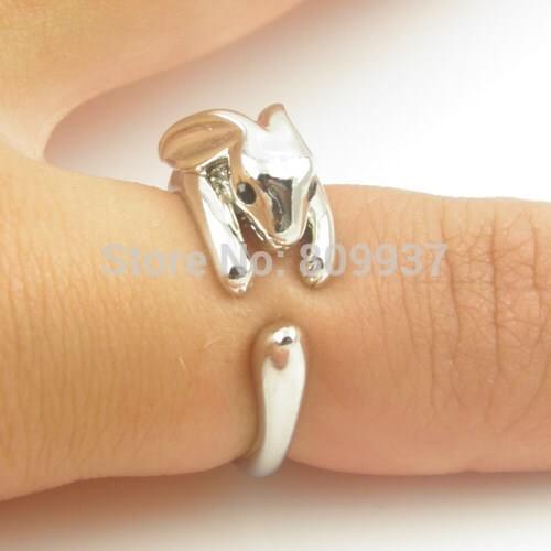 QIAMNI Handmade 3D Adjustable Vintage Brass Dainty Shiny Rabbit Bunny Animal Knuckle Ring Gift for Women Girls Fashion Jewelry