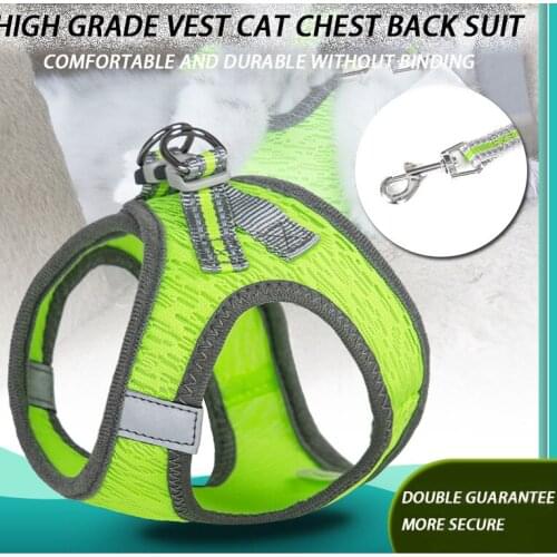 Cat safety belt and belt cover anti escape cat vest safety belt reflective belt adjustable soft mesh vest kitten and dog