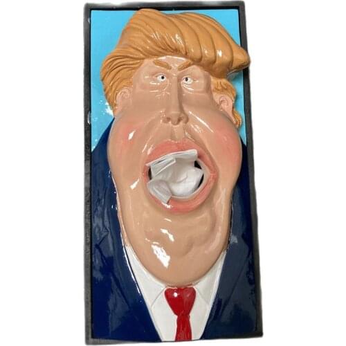 Desktop Tissue Box Case Funny Trump Tissue Boxes Paper Holder Table Napkins Box Hotel Desk Decoration Desk Organizer Gift Ideas