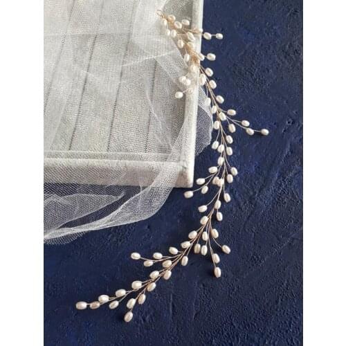 Silver Golden Women Pearl Hair Vine Chic Girls Party Hair Ornaments Bridesmaid Gift Tiara Headband Wedding Bridal Accessories