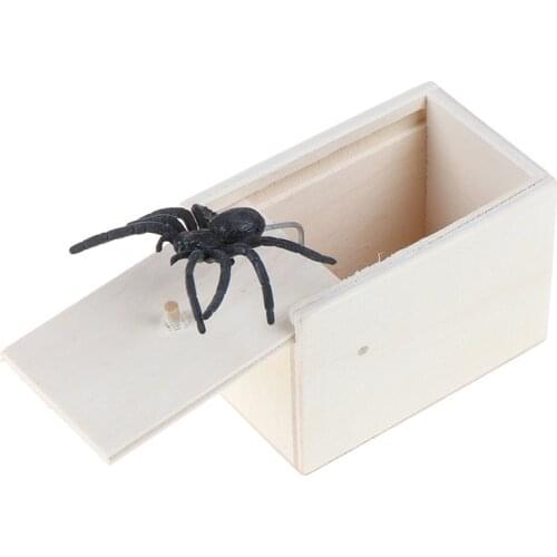 Prank Bauble April Fools Day Spoof Funny Scare Small Wooden Box Spider Scary Girls Education Baby Toys