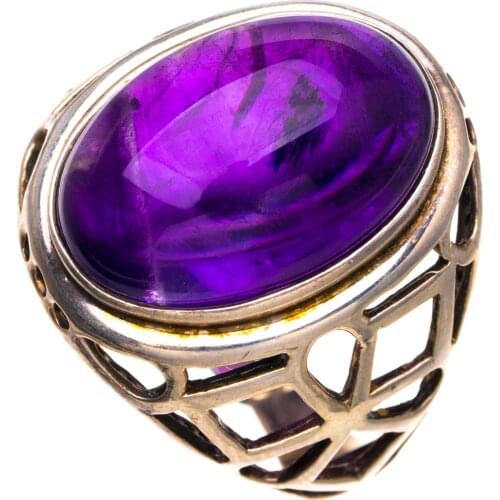 Stargems Natural Handmade 925 Sterling Silver Ring Amethyst Opening 8 E3505