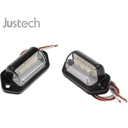 Justech 2Pcs 3 LED License Number Plate Lights For 12V 24V Lorry Truck Van Trailer Caravan Number Plate Light Lamp
